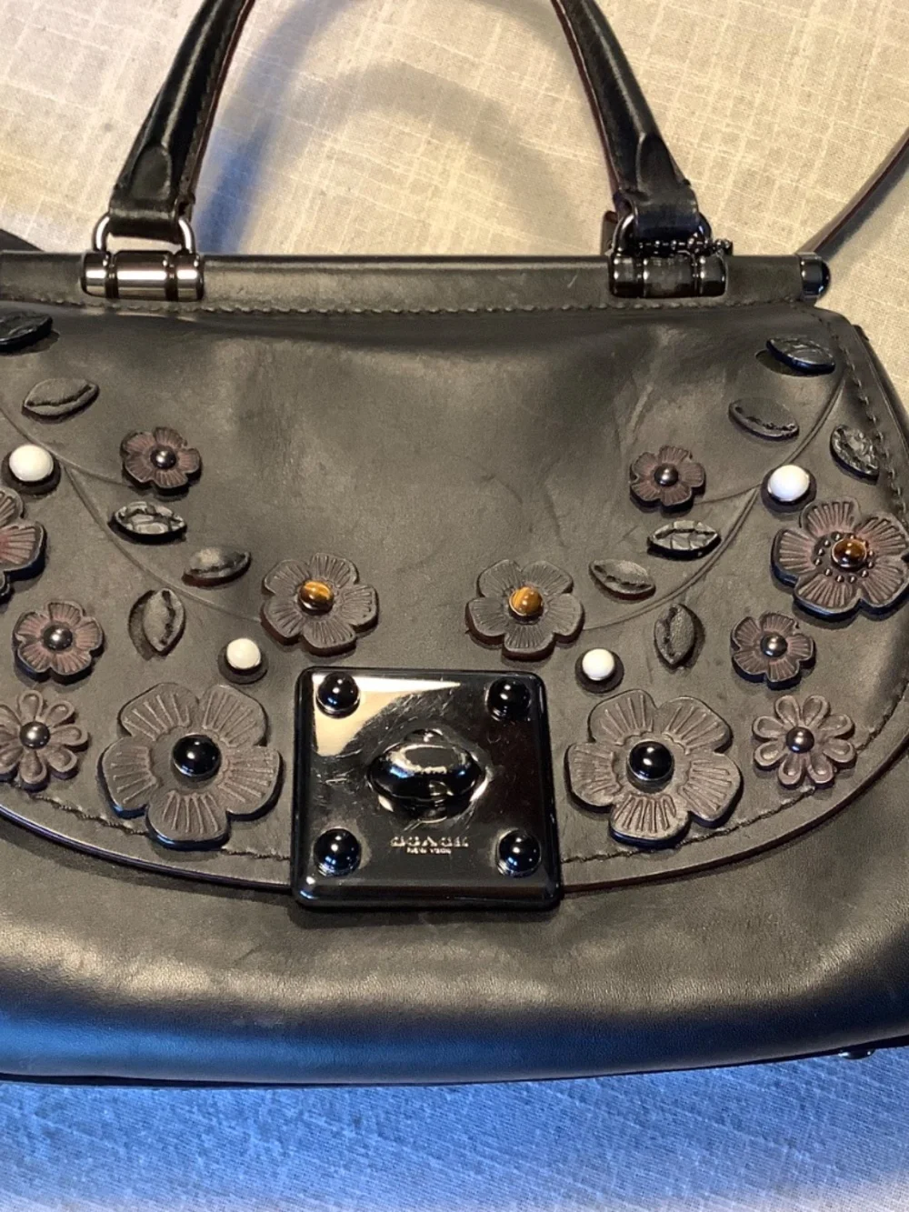 Coach Drifter top handled satchel with shoulder strap.